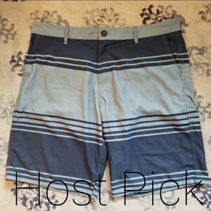 Ocean Pacific Swim Board Shorts Color Block Striped Men's 38 Grey 4 Way Stretch